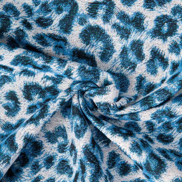 Tissu Jacquard d'ameublement Panthère Bleu - Par 10 cm