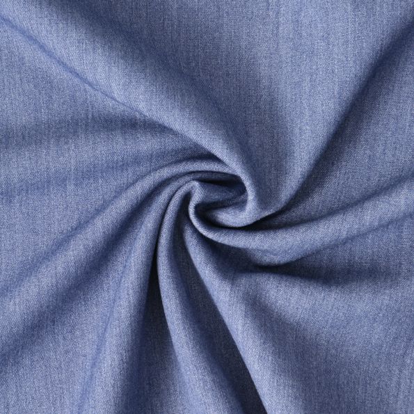 Tissu Gabardine de Viscose extensible Noelia uni Bleu jean - Par 10 cm