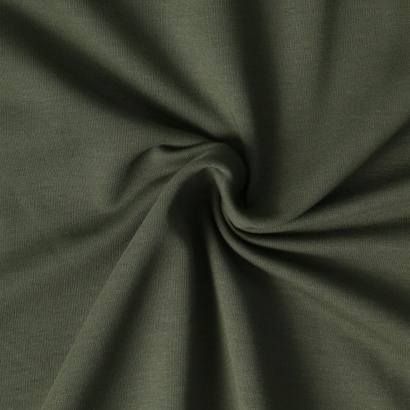 Tissu Sweat léger Soline sur fond Vert kaki - Par 10 cm