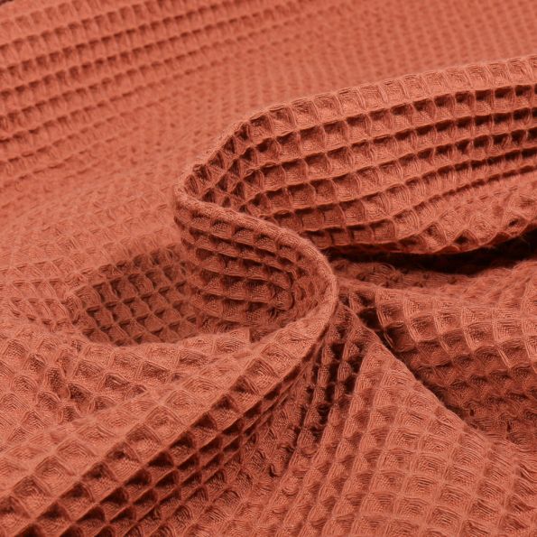 Tissu Nid d'abeille Terracotta - Par 10 cm
