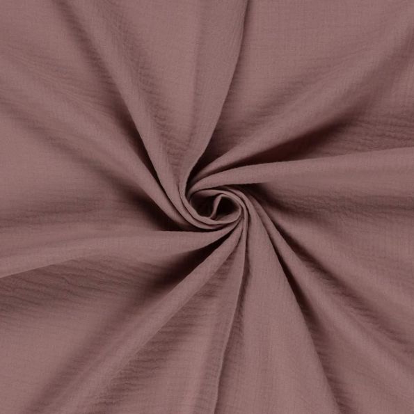 Tissu Double gaze de Coton uni  Lie de vin - Par 10 cm