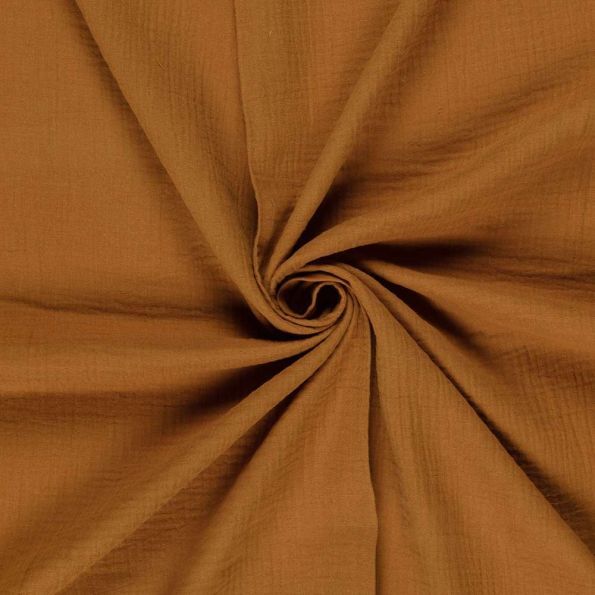 Tissu Double gaze de Coton uni Caramel - Par 10 cm