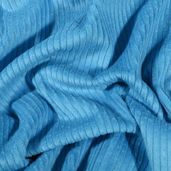 Coupon Tissu Velours côtelé uni Bleu turquoise - Coupon de 30 cm