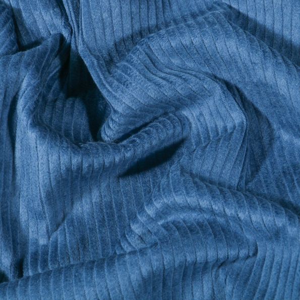 Coupon Tissu Velours côtelé uni Bleu pétrole - Coupon de 30 cm