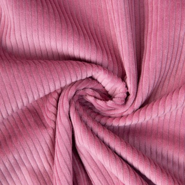Tissu Velours côtelé uni Vieux rose - Par 10 cm
