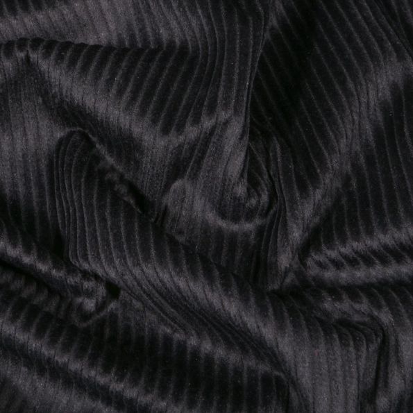 Coupon Tissu Velours côtelé uni Noir - Coupon de 20 cm