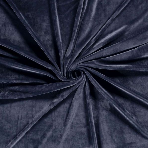 Tissu Velours d'ameublement extensible Alcéa uni Bleu acier - Par 10 cm