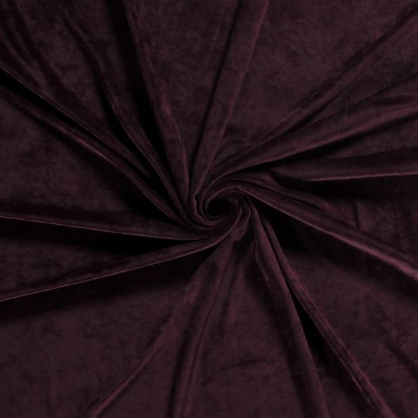 Tissu Velours d'ameublement extensible Alcéa uni Bordeaux - Par 10 cm