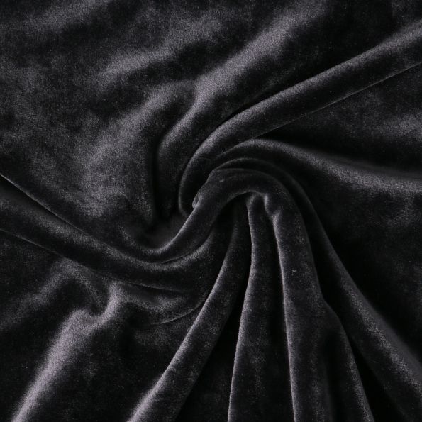 Tissu Velours d'ameublement extensible Alcéa uni Noir - Par 10 cm