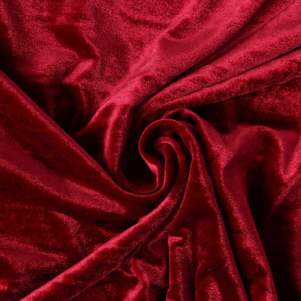 Tissu Velours d'ameublement extensible Cybèle uni Rouge - Par 10 cm