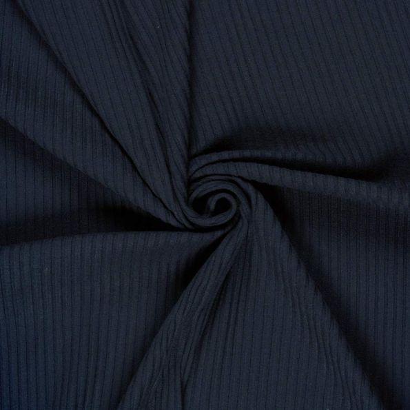 Tissu Jersey Viscose côtelé lourd Oréa uni Bleu marine - Par 10 cm