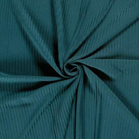 Tissu Jersey Viscose côtelé lourd Oréa uni Bleu canard - Par 10 cm