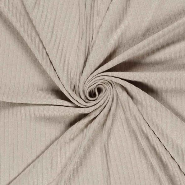 Tissu Jersey Viscose côtelé lourd Oréa uni Taupe - Par 10 cm