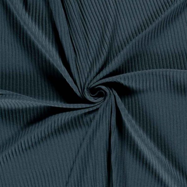 Tissu Jersey Viscose côtelé lourd Oréa uni Bleu indigo - Par 10 cm