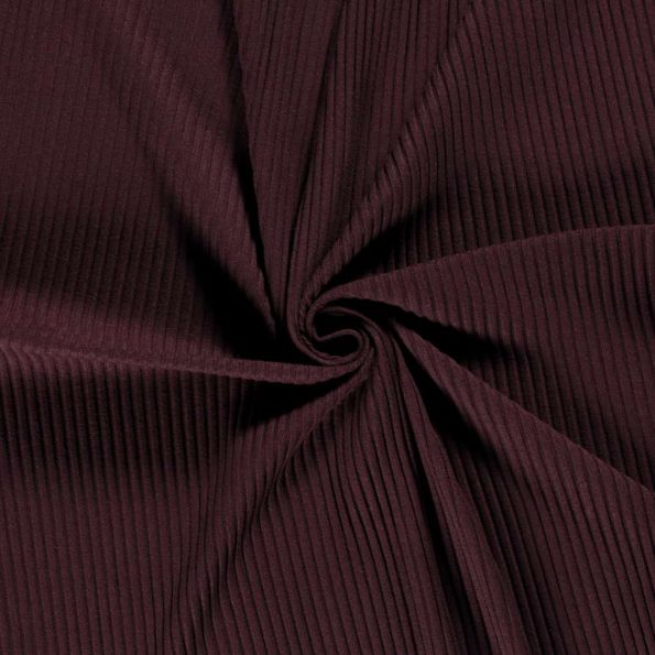 Tissu Jersey Viscose côtelé lourd Oréa uni Bordeaux - Par 10 cm