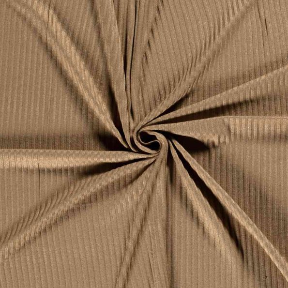 Tissu Jersey Viscose côtelé lourd Oréa uni Camel - Par 10 cm