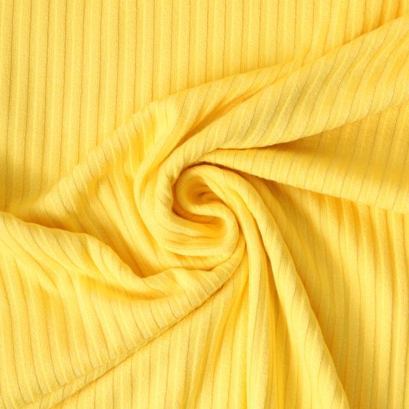 Tissu Jersey Viscose côtelé lourd Oréa uni Jaune - Par 10 cm