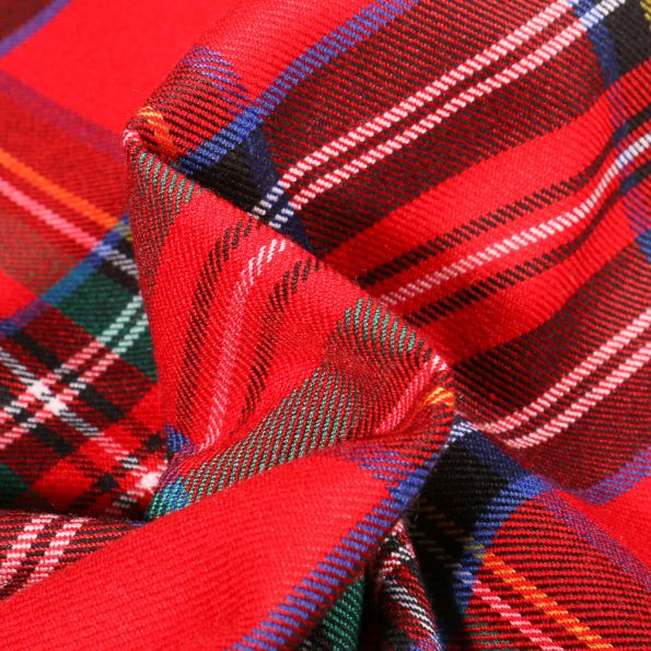 Tissu Tartan Ecossais Georges sur fond Rouge - Par 10 cm