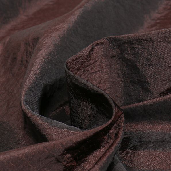 Tissu Taffetas d'habillement Froissé Marron foncé - Par 10 cm