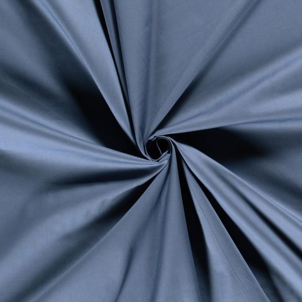 Tissu Popeline de coton unie satinée Allegro sur fond Bleu indigo - Par 10 cm