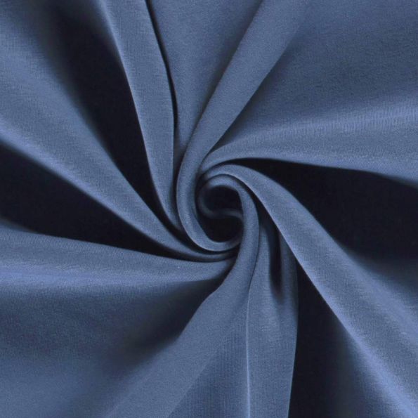 Tissu Molleton Sweat uni Bleu indigo - Par 10 cm