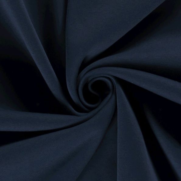 Tissu Molleton Sweat uni Bleu nuit - Par 10 cm