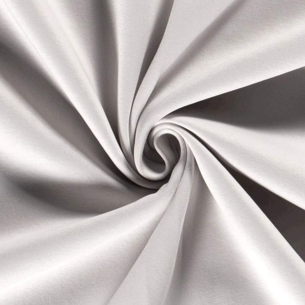 Tissu Molleton Sweat uni Gris Argent - Par 10 cm