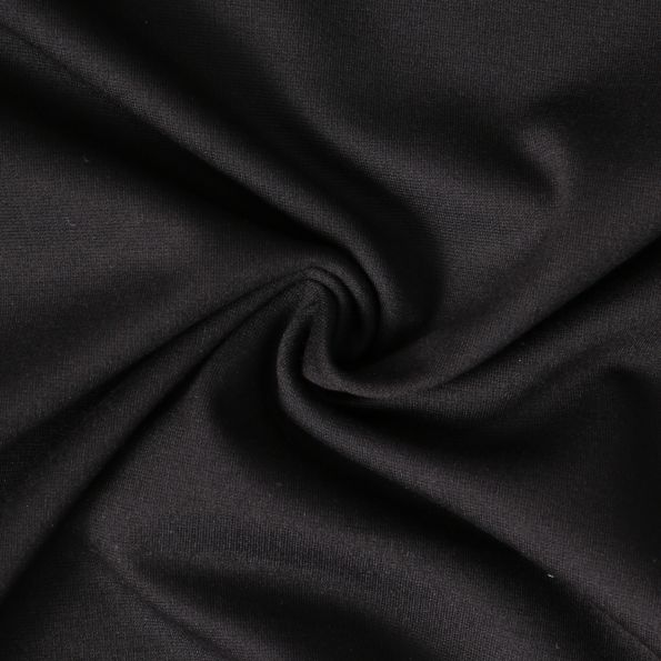 Tissu Jersey Viscose épais Romana uni Noir - Par 10 cm