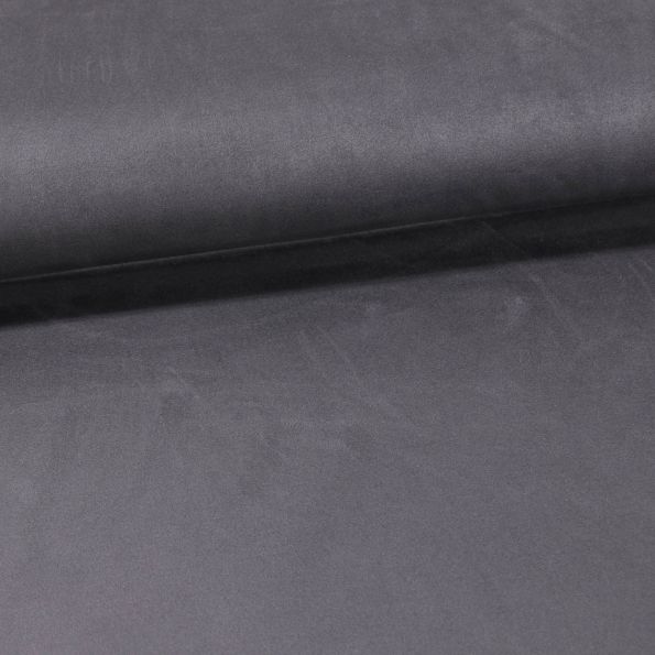 Tissu Suédine Elasthanne aspect Daim uni Gris Anthracite - Par 10 cm