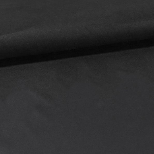 Tissu Suédine Elasthanne aspect Daim uni Noir - Par 10 cm