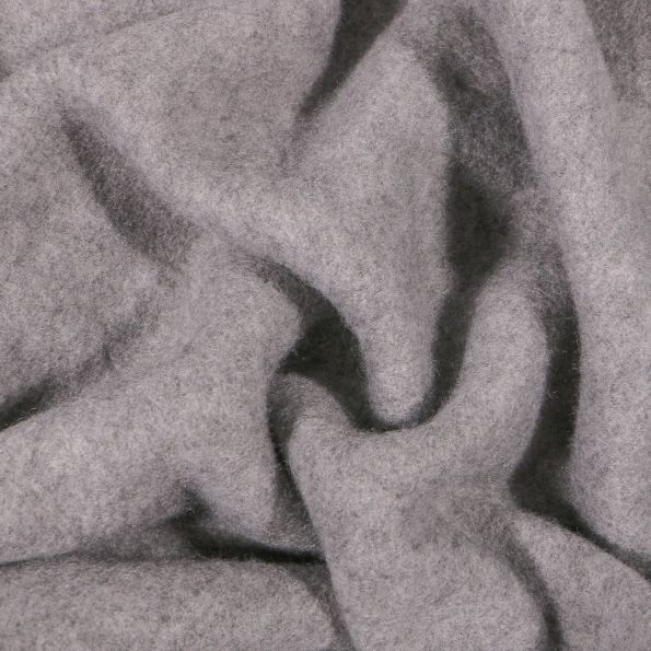 Tissu Polaire Coton uni Gris clair chiné - Par 10 cm