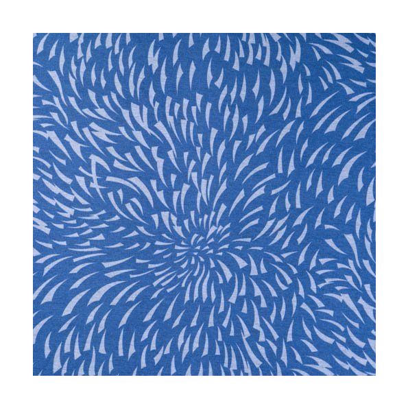 Tissu Sweat envers minky Pétales de fleurs stylisées Bleu clair sur fond Bleu Outremer - Par 10 cm