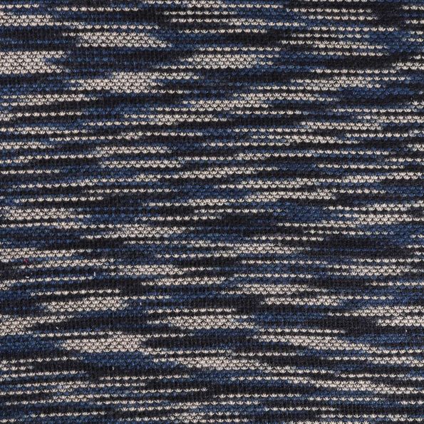 Tissu Maille multicolore Bleu, écru et noir - Par 10 cm
