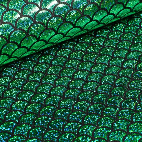 Tissu Lamé écailles Vert - Par 10 cm