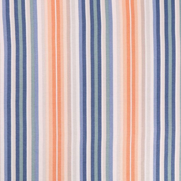 Tissu Jersey Viscose imprimée Fines rayures en camaïeux de Roses, beiges, bleus et verts - Par 10 cm