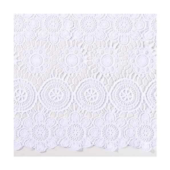 Tissu Dentelle Fleurs et rosaces Blanc - Par 10 cm