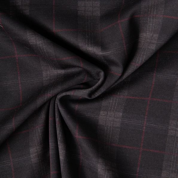 Tissu Bengaline carreaux sur fond Gris anthracite - Par 10 cm