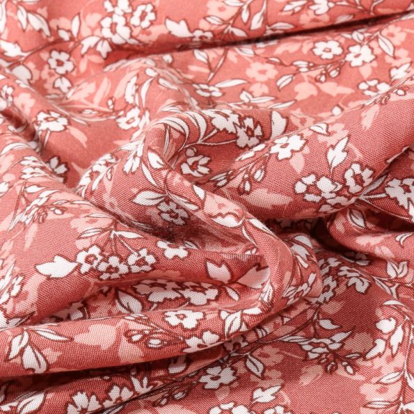 Tissu Viscose Pickly sur fond Vieux rose - Par 10 cm