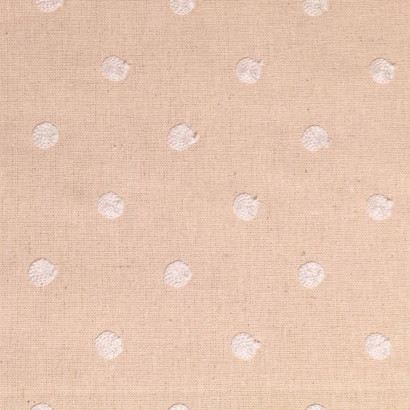 Tissu Plumetis Viscose lin  Pois brodés sur fond Naturel - Par 10 cm