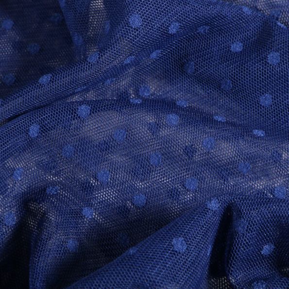 Tissu Tulle Souple Plumetis Bleu roi - Par 10 cm