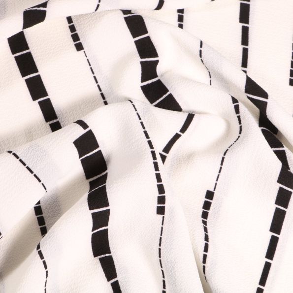 Tissu Crêpe georgette Motif géométrique Blanc - Par 10 cm