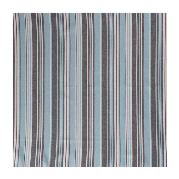 Tissu Viscose lin Rayures turquoise et grises sur fond Blanc - Par 10 cm
