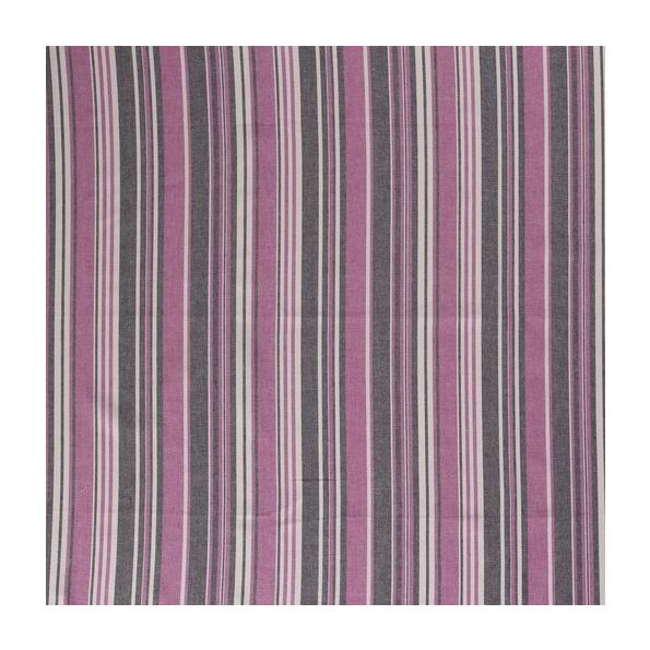 Tissu Viscose lin Rayures rose et grises sur fond Blanc - Par 10 cm