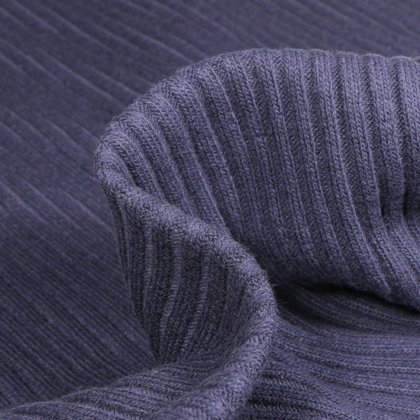 Tissu Bord côte Côtelé uni épais 3/3 Bleu marine - Par 10 cm