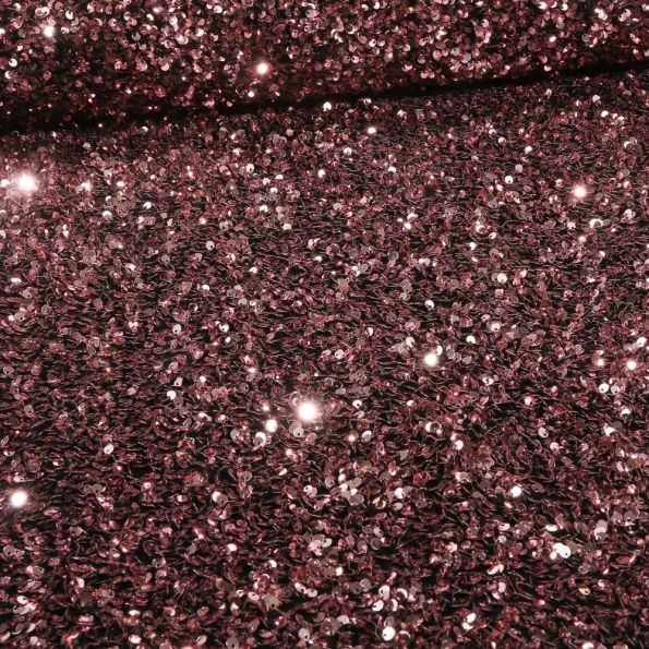 Tissu Sequins épais extensible Rose - Coupon de 100 cm