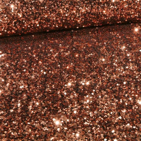 Coupon Tissu Sequins épais extensible Cuivre - Coupon de 50 cm
