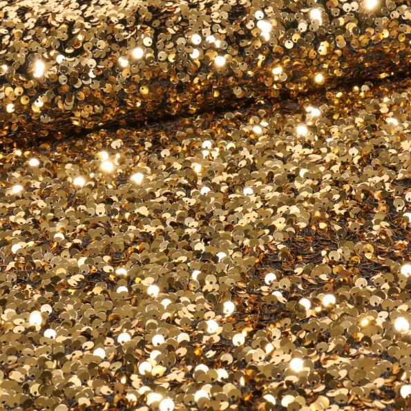 Coupon Tissu Sequins épais extensible Or - Coupon de 70 cm