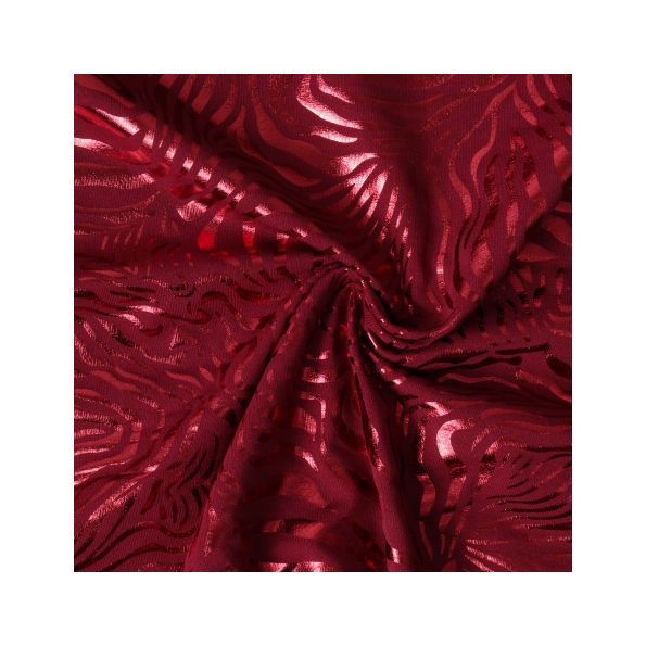 Tissu Jersey Milano Motifs brillants sur fond Bordeaux - Par 10 cm