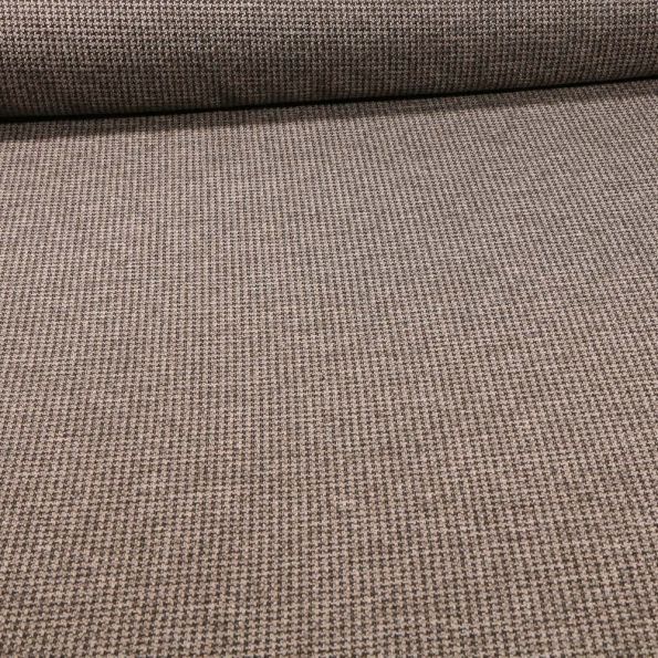 Tissu Maille Julia Pied de poule sur fond Beige - Par 10 cm