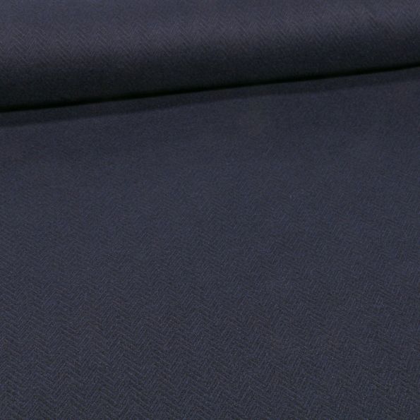 Tissu Jersey Milano touché laine Chevrons sur fond Bleu marine - Par 10 cm